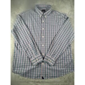 UNTUCKit Size XL Long Sleeve Button Down Shirt Red/White/Blue Plaid 100% Cotton